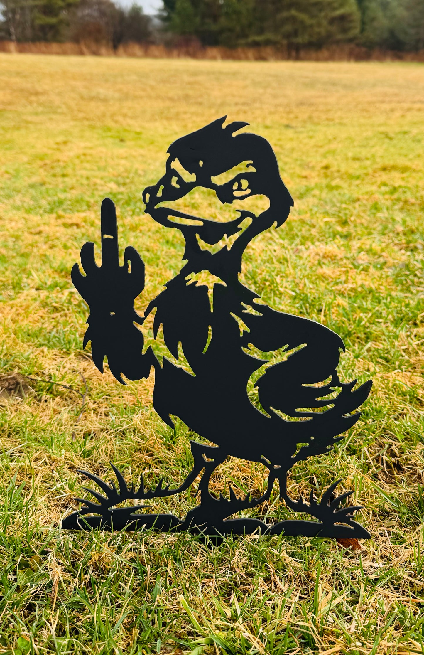 Metal Flipping Off Duck Yard Stake