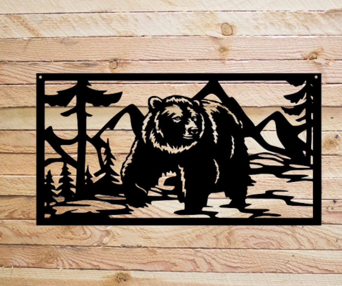 Metal Bear Panel Art