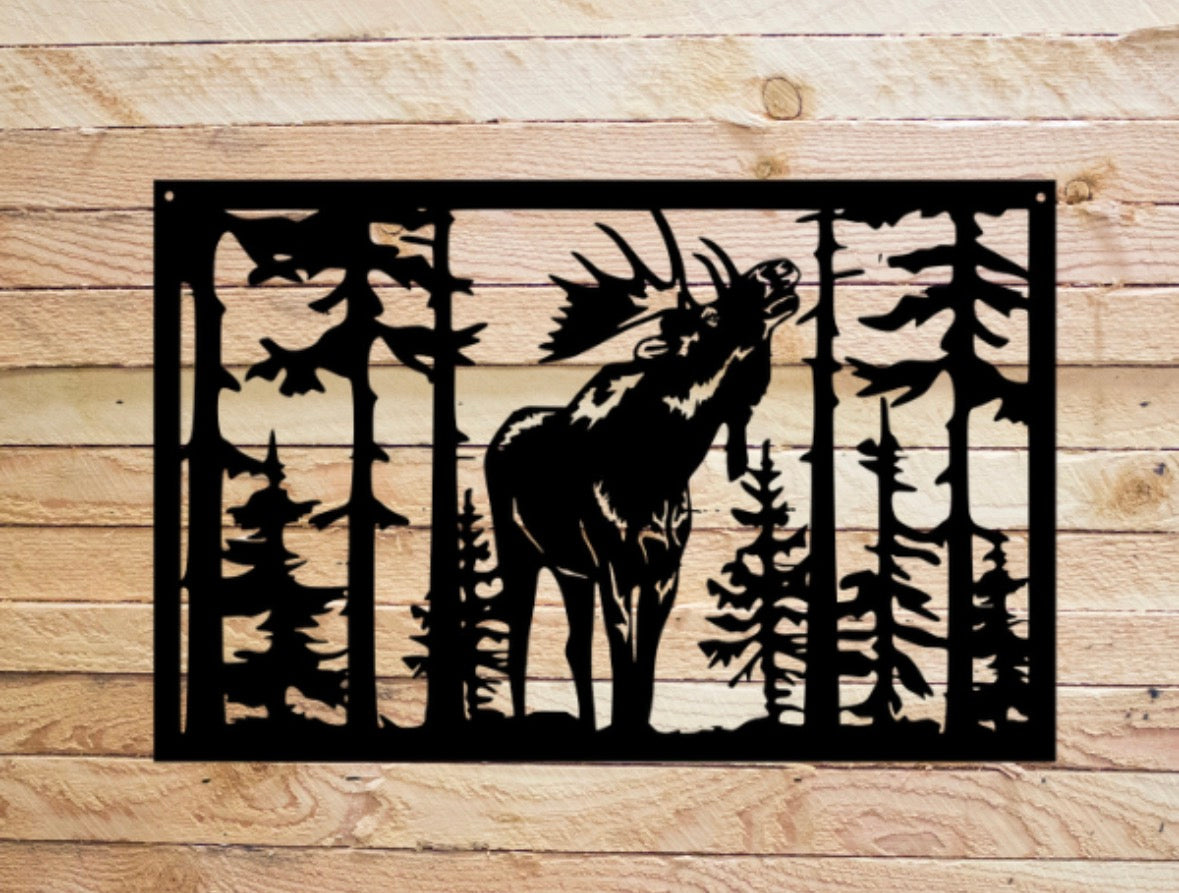 Metal Elk Panel Art