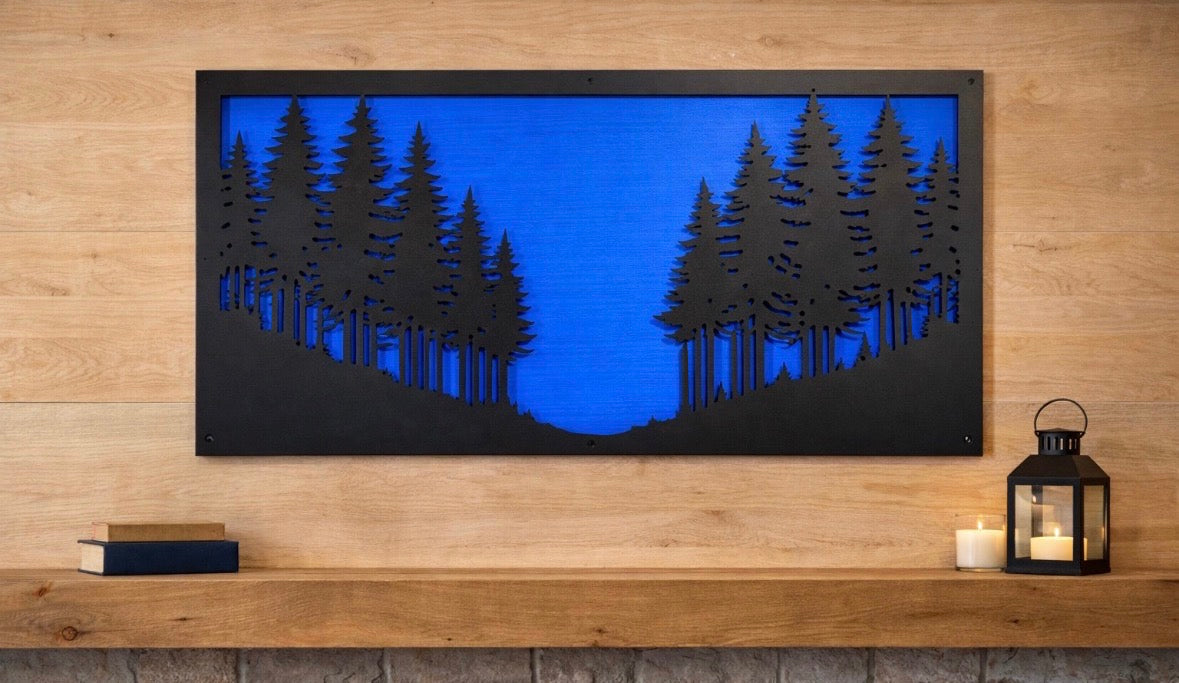 Metal Layered Woods Sign