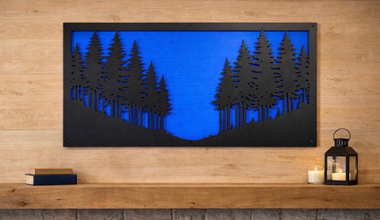 Metal Layered Woods Sign