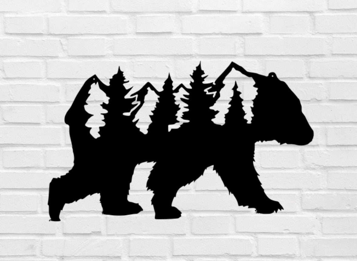 Bear and Tree Nature Sign
