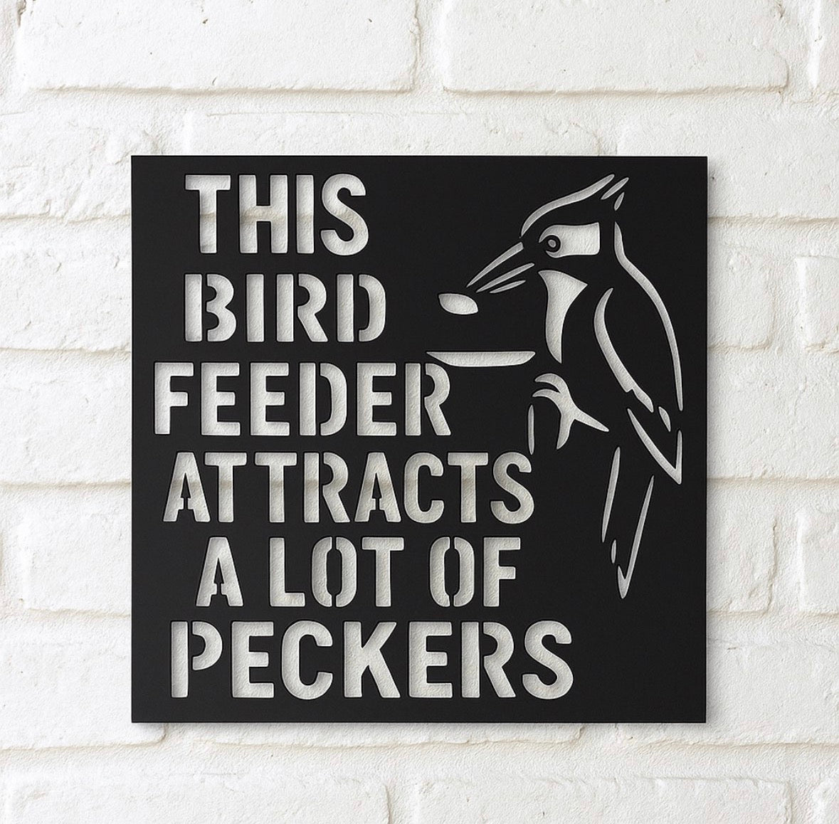 Metal Bird Feeder Sign
