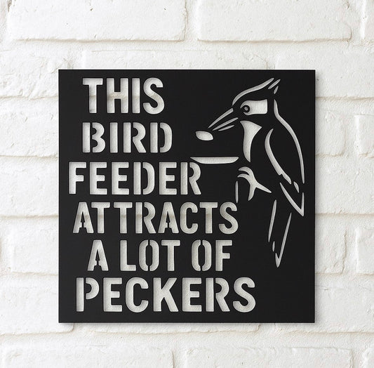 Metal Bird Feeder Sign