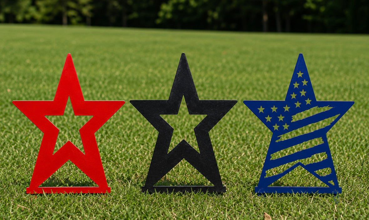 Metal Star Yard Stakes, Metal American Flag Star Garden Stakes
