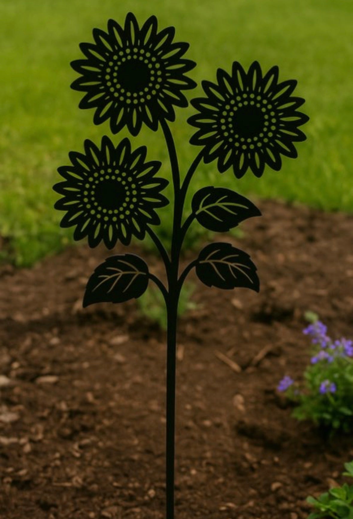 Metal Sunflower Garden Stake