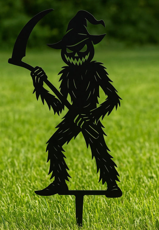 Pumpkin Scarecrow Metal Yard Stake