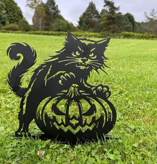 Cat Pumpkin Yard Stake