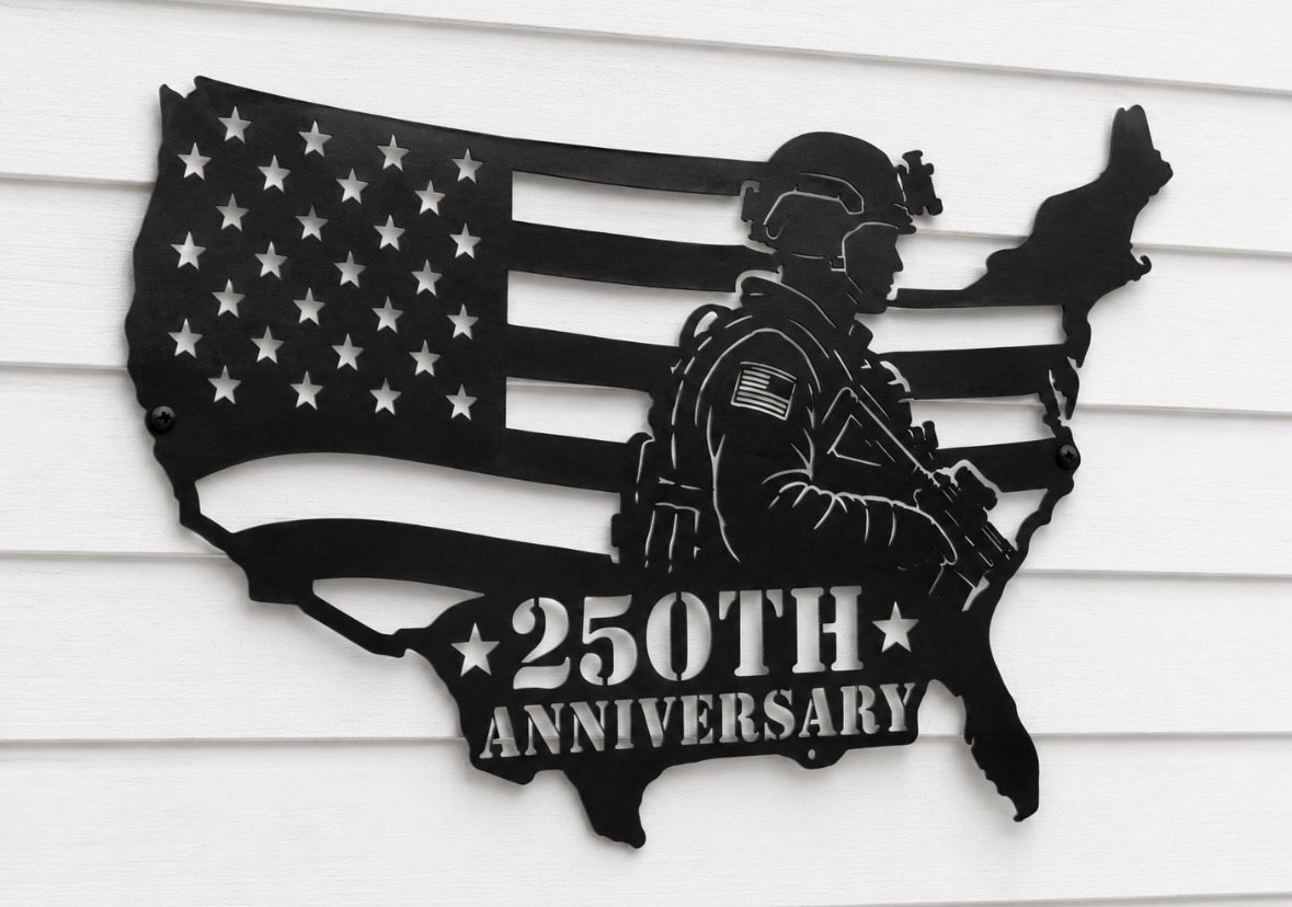 Metal 250th Anniversary Sign