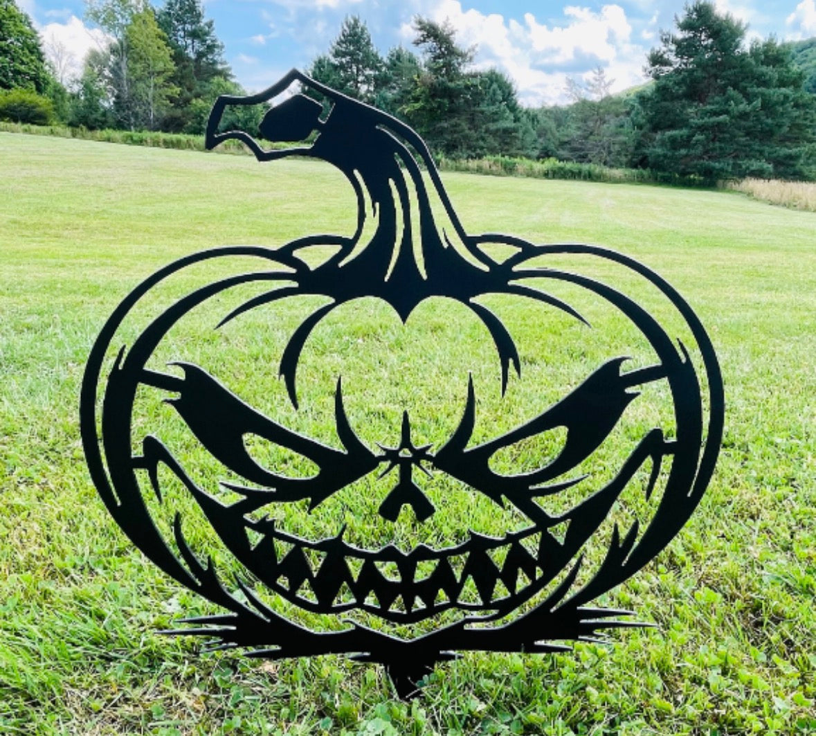 Metal Pumpkin Yard Stake