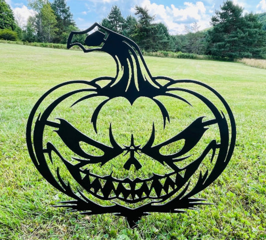 Metal Pumpkin Yard Stake